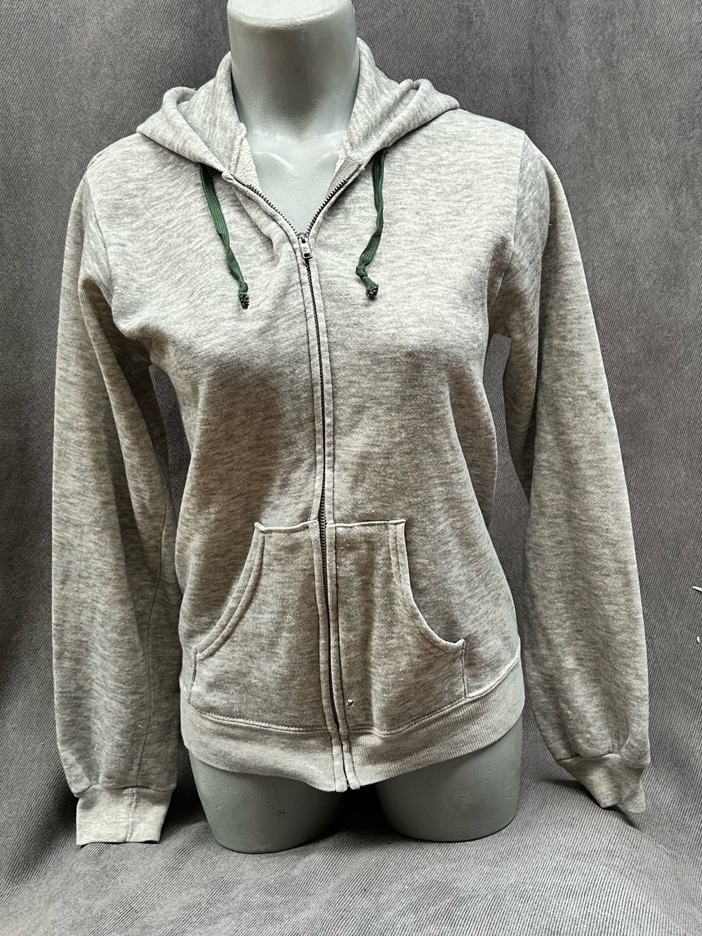 Vintage hoody sweatshirt heather grey Bassett Walker zip front
